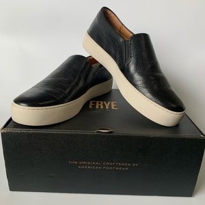 Frye Womens Lena Black Leather Fashion Sneaker